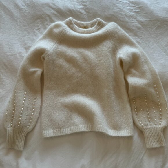 sezane white/cream wool sweater with pearl on the sleeves - Picture 2 of 4